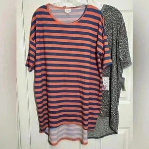 LulaRoe Irma Striped and Geometric Print Drop Sleeve Top Bundle | size medium